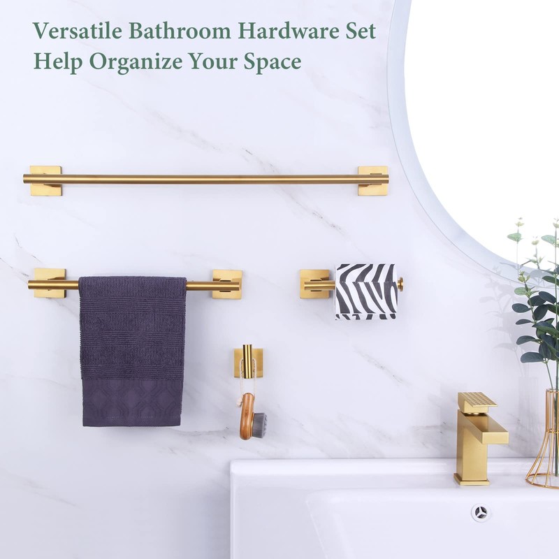 Bathroom Hardware Set 4 Pieces Bundle with Towel Bar (Brushed