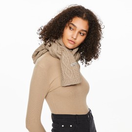 Surblue Winter Thick Cable Knit Wrap Cold Weather Cozy Chunky Knit Long Warm Scarf for Women and Men, Khaki