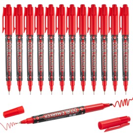 M&G Red Drawing Pens, 12 Pack Red dual tip Permanent Markers Set, Fine & Ultra Fine Tip, Dual Tip Fineliners Pens for Art Drawing Sketching