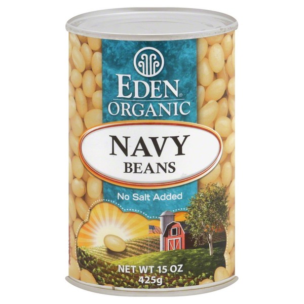 Eden Foods Organic Beans, No Salt Added, 15 OZ (Navy Beans) (Pack - 6)