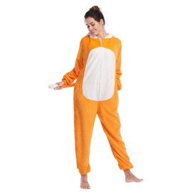 Orange Fox Adults Men Women Pyjamas Onesie Orange Cute Cartoon Animal Cosplay Sleep suit Costume (Large)