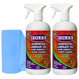 FOLEX Hardwood, Laminate, Tile, Hard Surface & Floor Cleaner with Reusable Cleaning Cloth, Fresh Almond Scent, Residue and Streak Free - 2 Pack