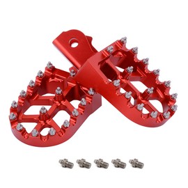 CNC 7075 Aluminum Foot Pegs Footpegs Foot Pedals Rests for CRF250F/XR150L/CRF150F/CRF230F/Hawk 250 | Wider Anti-Slip Design with 17 Replaceable Studs-Red