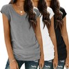 Zeagoo Womens Tops 3 Pack Cap Sleeve T Shirts V