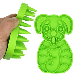 KIRTI Groom Brush,Massag Brush for Dogs, Cats, Small Animals and Pets with Short Hair Grooming Bathing Massaging and Deshedding Silicone Brush,Soft Rubber Bristles Green