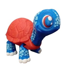 Turtle 3D Printed Articulating Figurine for Home Decor - Unique Design, Ideal for Home Decor, High-Quality Craftsmanship Movable Shelf Ornaments - Color: Red and Blue