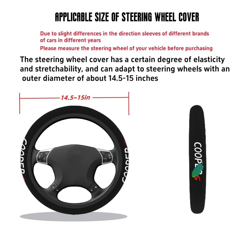 Car Leather Steering Wheel Cover Anti-Slip Steering Wheels Accessories Compatible