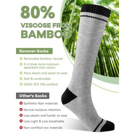 SONORAN Bamboo Viscose Compression Socks for Women & Men (3 Pairs) 15-20 mmHg Knee High Support for Nurses, Travel, Pregnant L/XL（Black&Gray&Pink）