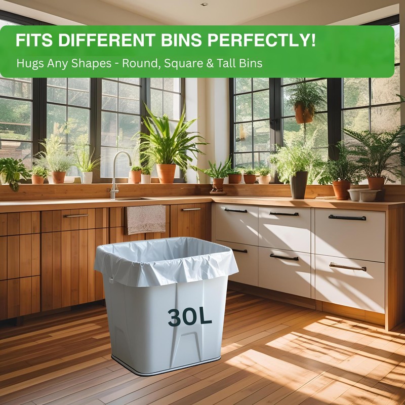 Pastiko 100% Compostable Bin Bags 30L Bin Liners Extra Thick