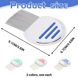 3-Pack Stainless Steel Lice Combs - Fine-Toothed Combs for Effective Removal for All Hair Types