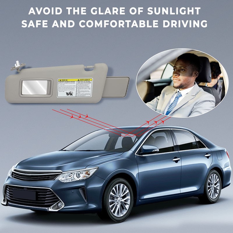 SCITOO Left Driver Side Gray Sun Visor Assembly fit for