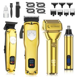 QREEYX Professional Hair Clippers for Men, Cordless Hair Clippers T-Blade Trimmer Nose Hair Trimmer Electric Shaver Set, Haircut Grooming Kit with LED Display, for Barber, Ideal Gift for Him
