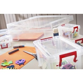 Whitefurze Allstore Container with Silver Clamp, Plastic, Natural, 0.8 Litre