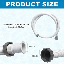 GOROBU BW58368 10 ft,1.5 Inch Diameter Above Ground Swimming Pool Replacement Hose, Compatible with Filter Pump, Saltwater Systems for Home, Swimming Pool