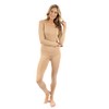 Leveret Womens Two Piece Thermal Pajamas Solid Beige X-Small