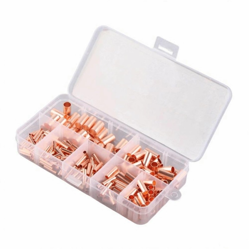 EZBUYGO 250pcs Copper Tubing Connector Kit - 7 Size Mixed