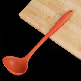 uxcell Silicone Soup Ladle Spoon 11.6 Inch Length Heat Resistant to 450°F One Piece Design Restaurant Kitchen Cooking Utensil for Serving Soup Orange