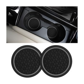 Mandark 2PCS Car Cup Holder Coasters, 2.75 Inch Non-Slip Insert Water Bottle Holder Pads, Dustproof Automotive Interior Accessories Mat, Universal for Vehicles, Trucks, RVs and More(Black/Gray)