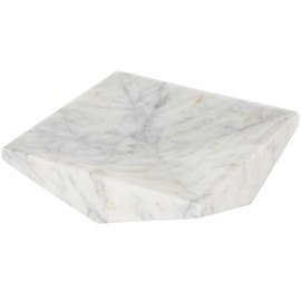 Deco 79 Marble Geometric Living Room Decor Tray Square Ottoman Tray, Serving Tray 8" x 8" x 2", White