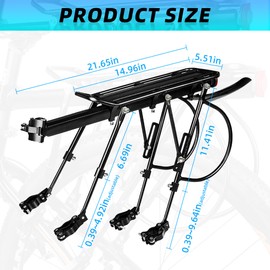 Woouagia Rear Bike Rack,Bike Cargo Racks Frame Aluminum Alloy Universal Adjustable Bicycle Rear Luggage Touring Carrier Racks for 24 Inch-29 Inch Frames, Black