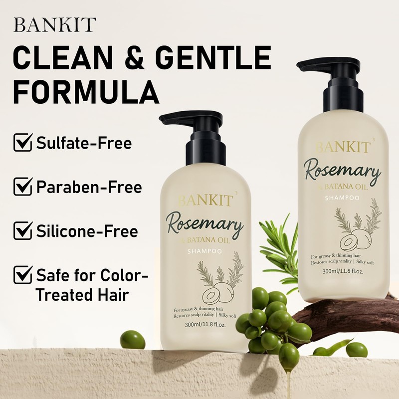 2 Pack Rosemary Batana Shampoo for Thinning Hair,11.8 Fl Oz