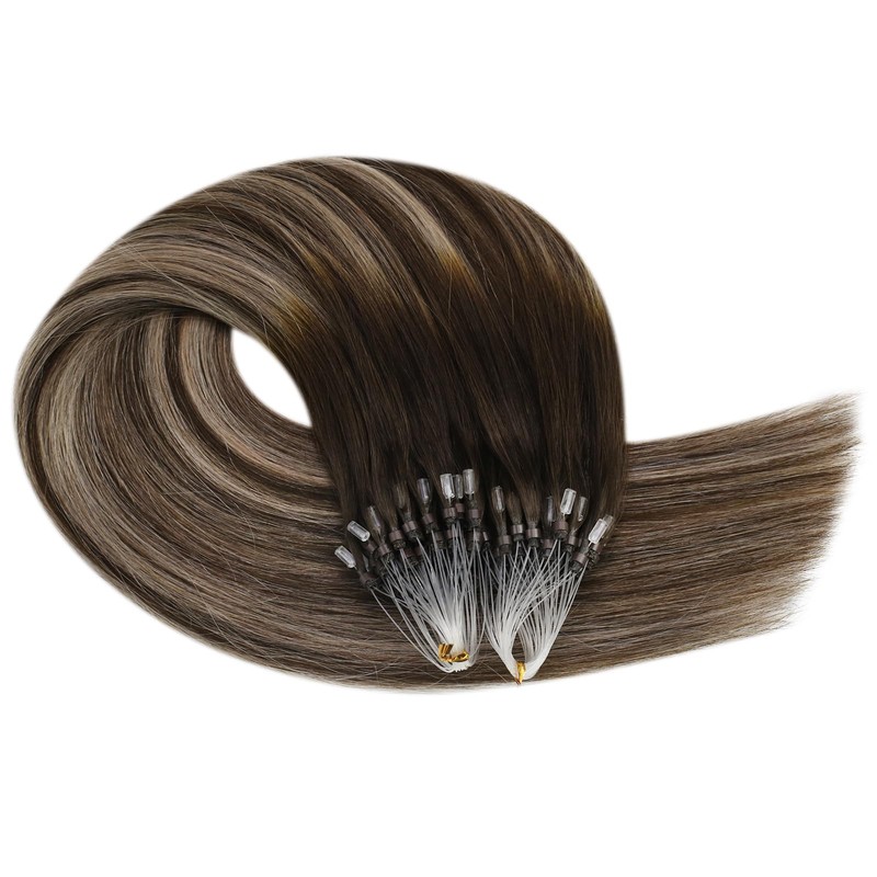 Ugeat Real Hair Extensions, Bonded Micro Ring, Microlink Extensions, Balayage