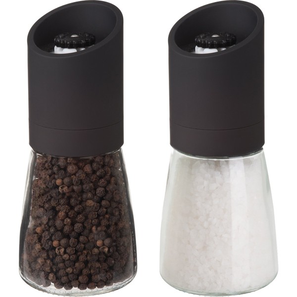 Trudeau Maison Glass and Black 6 inch Ceramic Grinder and Salt Pepper Mill, 6"