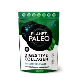 Planet Paleo Digestive Collagen Powder for Gut Health (245g, 35 Servings) Grass-Fed Bovine Collagen Peptides, with Liquorice, L-glutamine and Probiotics, Supports Digestion & Nutrient Absorption, Mint