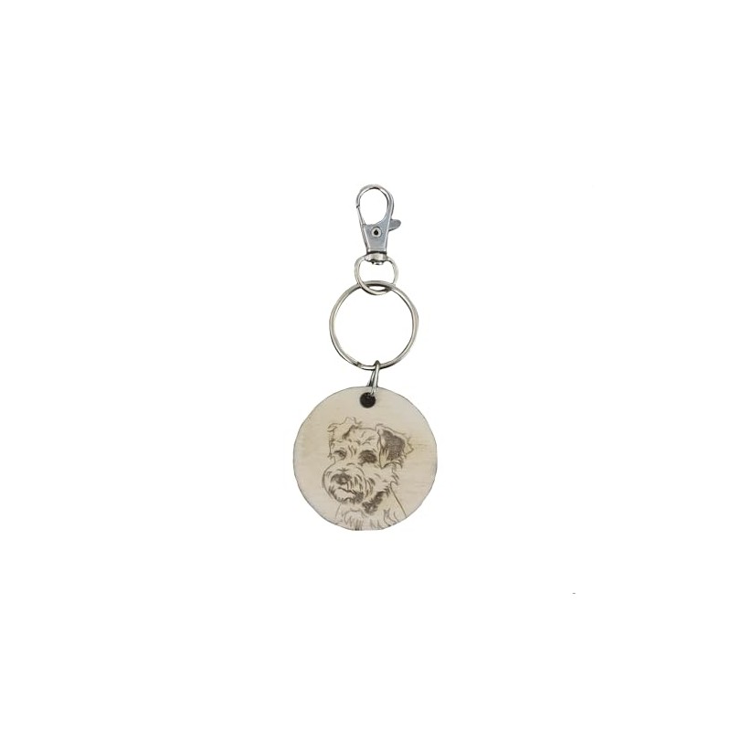 Dog Wooden Engraved Keyring, Dog Keychain (Schnauzer Face)