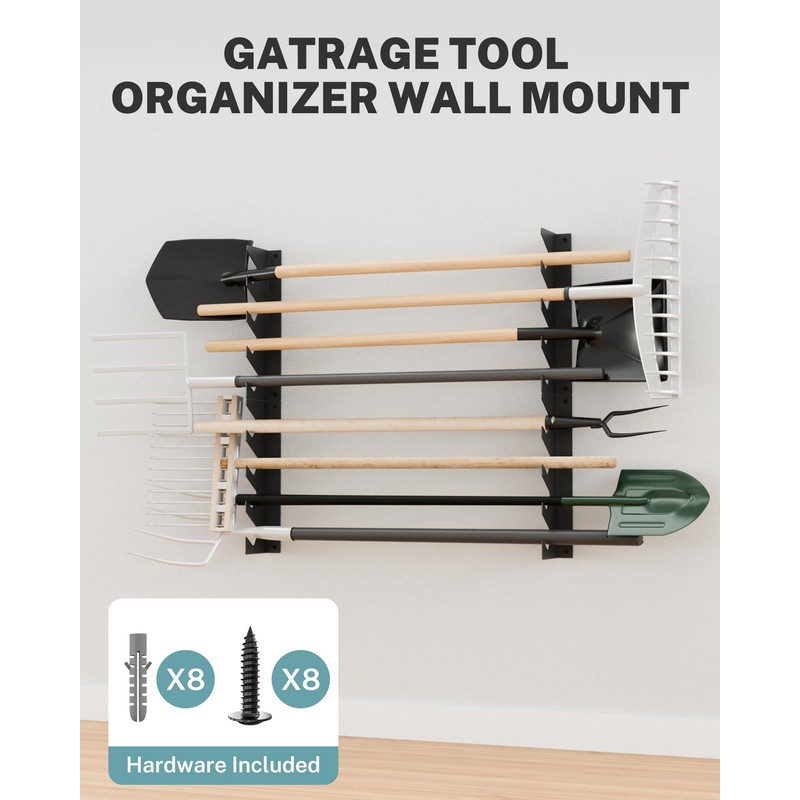JivaJot Garage Tool Organizer Wall Mount, Shed Yard Organization Racks