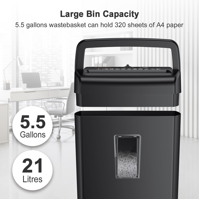 Bonsaii 10-Sheet Cross Cut Paper Shredder, 5.5 Gal Home Office