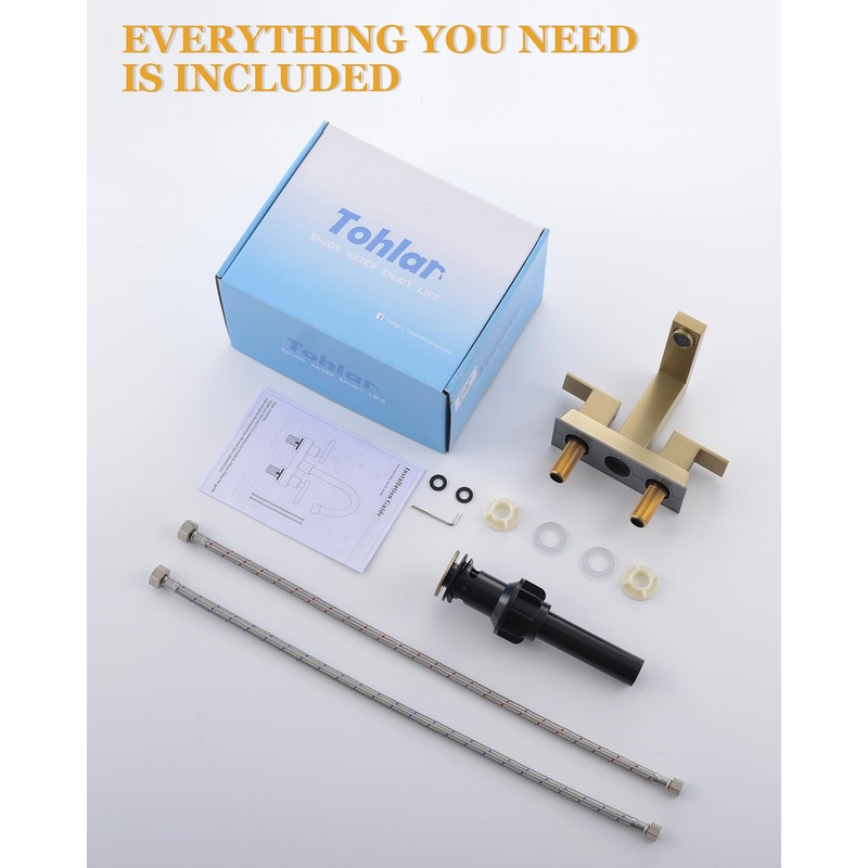 Tohlar Brushed Gold 2 Handle 4 Inch Centerset Bathroom Faucet