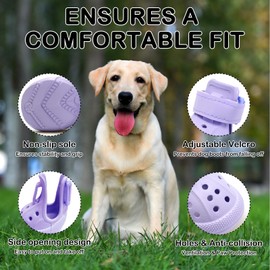 Dog Shoes for Hot Pavement,Non-Slip Waterproof Breathable Easy to Clean Put On and Take Off Dog Boots,Paw Protector for Hot Summer Roads Winter Snow (Purple, Size 7:(2.95"x2.36") (L*W))