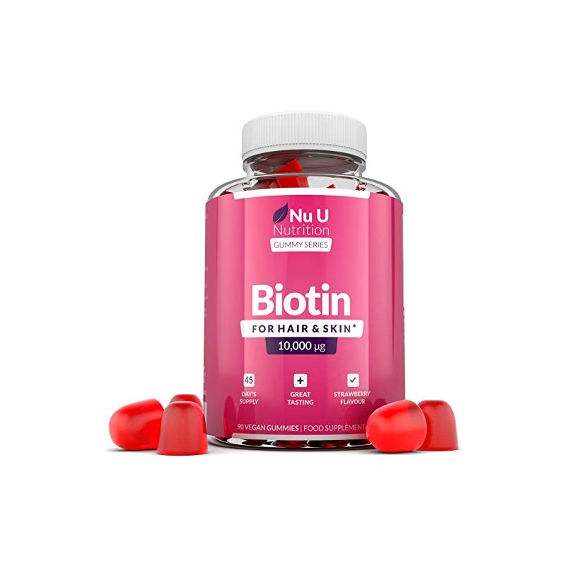 Biotin Hair Gummies 10,000mcg - 90 Vegan Gummies - 45