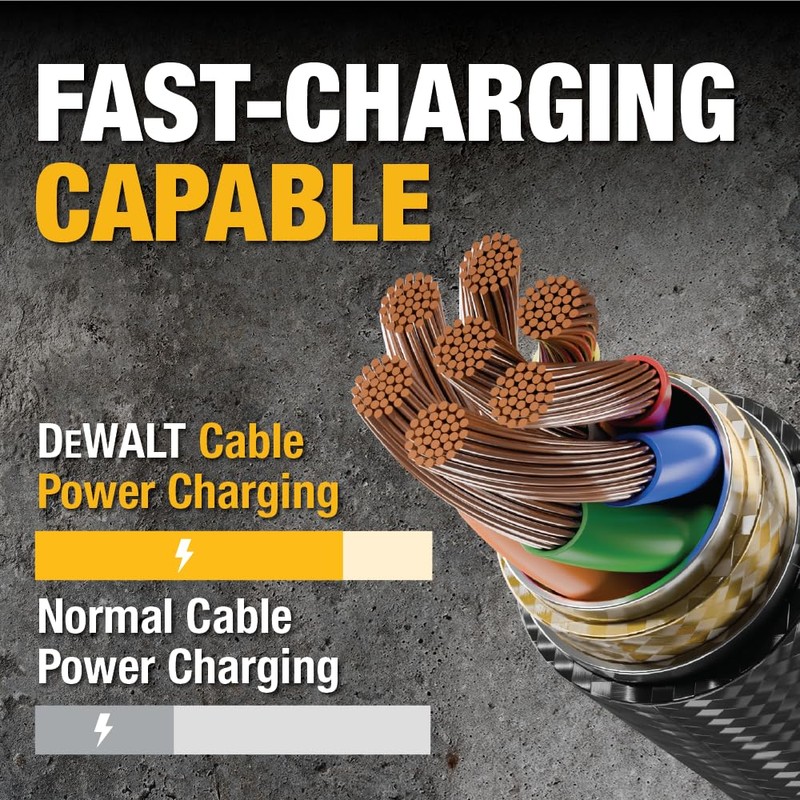 DEWALT Reinforced Braided Cable for Lightning, 10 feet, 3 feet,