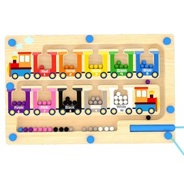 dancepandas Montessori Spielzeug Holz Magnetspiel Labyrinth ab 3 4 5 6 Jahre Magnetisches Farb - und Zahlenlabyrinth Kinder Lehrreiches Zählspielzeug für Kleinkinder Jungen Mädchen Vorschulkinder