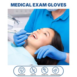 Schneider Blue Vinyl Synthetic Exam Gloves, Small, Box of 50, 4-mil, Powder-Free, Latex-Free, Non-Sterile, Disposable Gloves