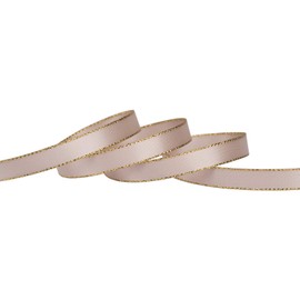 Ribbonitlux 3/8" Double Face Satin Ribbon with Gold Edge 25 Yards (813-Vanilla), Set For Gift Wrapping, Party Decor, Wedding and Craft