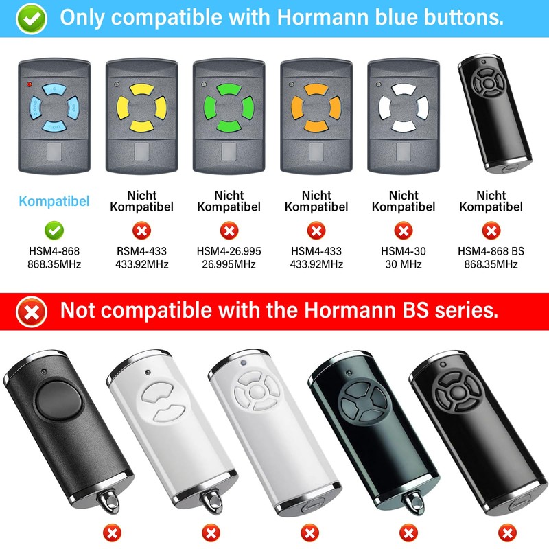 868.3 MHz Garage Door Opener Garage Door Remote Control Compatible