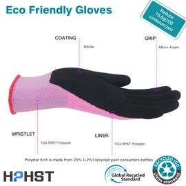HPHST 3 Pairs of Latex Coated Women's Gardening Gloves, with Optimal Grip and Fine Touch Sensation, Environmentally Friendly Protective Gloves for Household Gardening (Pink, M (Size 8, 3 Pairs))