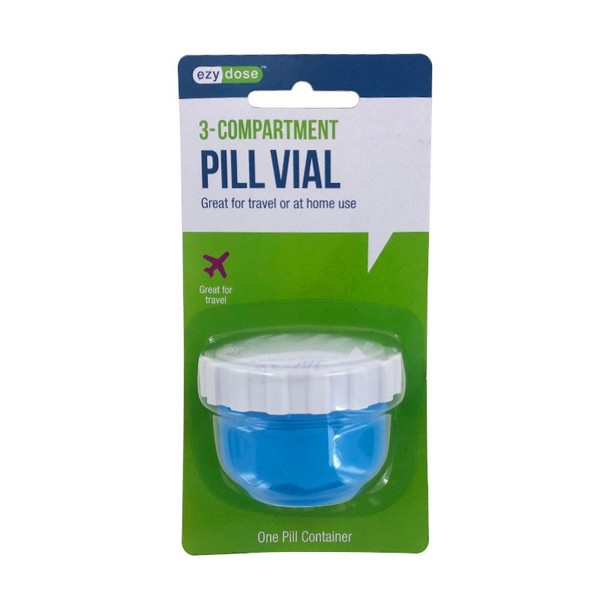 Ezy Dose 3 Compartment Pill Vial - Assorted Colours