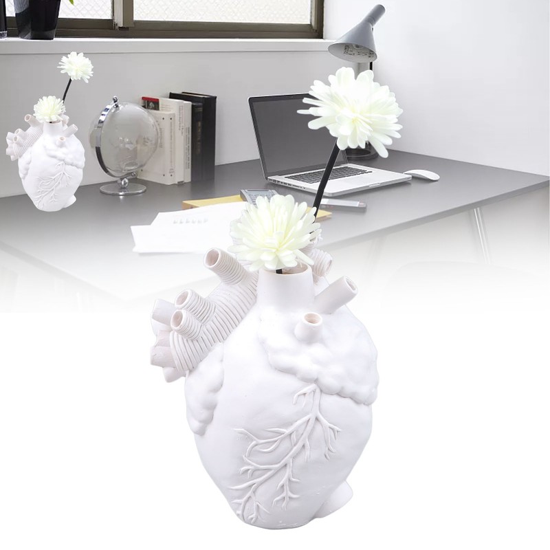 Creative Anatomical Heart Vases Resin Sculpture Heart Shaped Art Flower