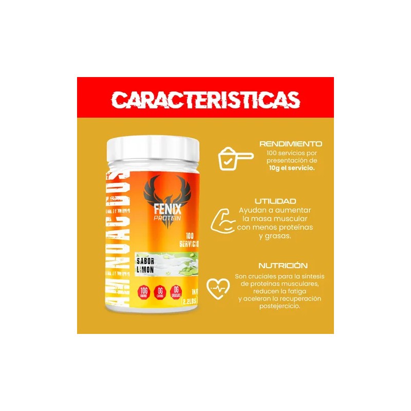 Fenix Protein Aminoácidos En Polvo 1kg 100 Servicios