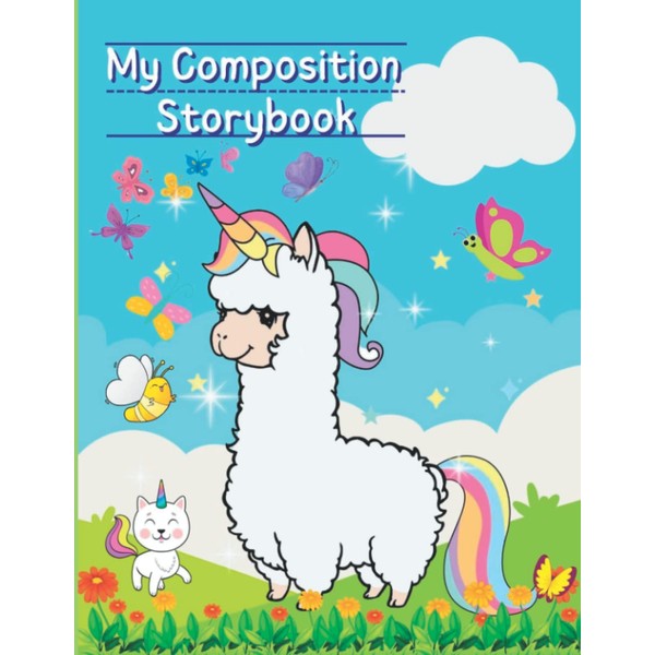 Primary Composition Storybook: Writing Paper with Dashed Mid-Lines and Picture