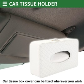 Motoforti Universal Car Tissue Holder Tissues Box Cover Car Backseat Extra Large Tissue Organization, 21x12x5.5cm Faux Leather White