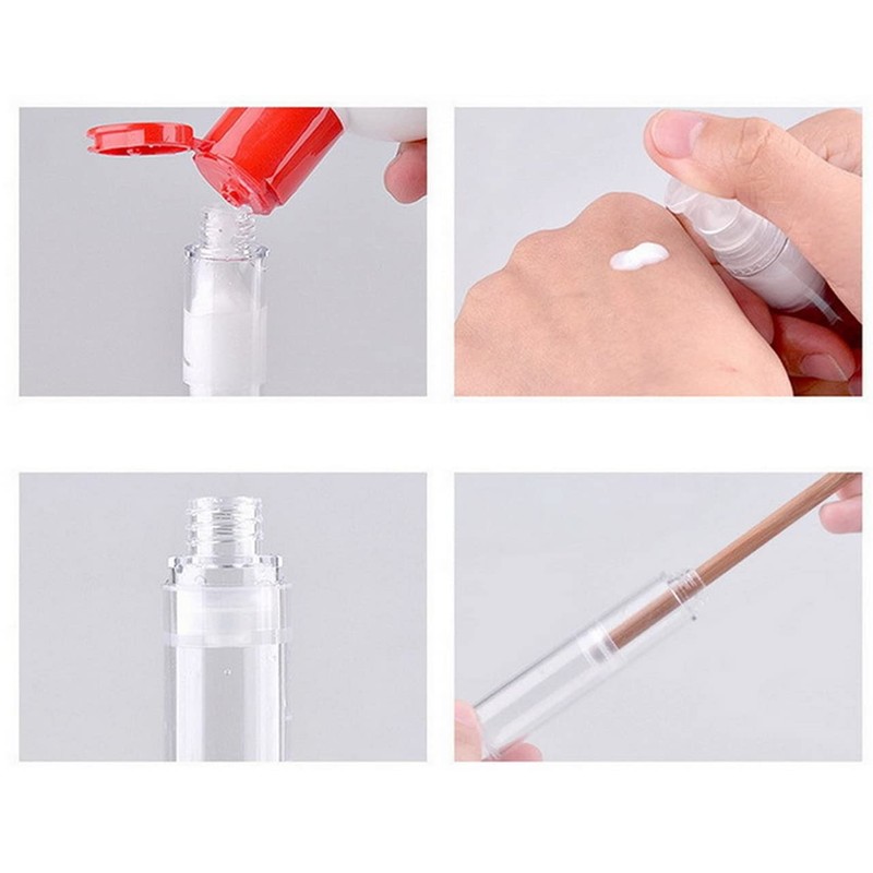 12 Jars 10ml Clear Airless Pump Bottle Cream Lotion Vacuum