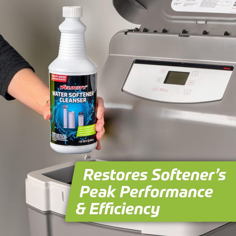 Velocity Water Softener Cleaner Solution - 4 Uses Per Bottle.