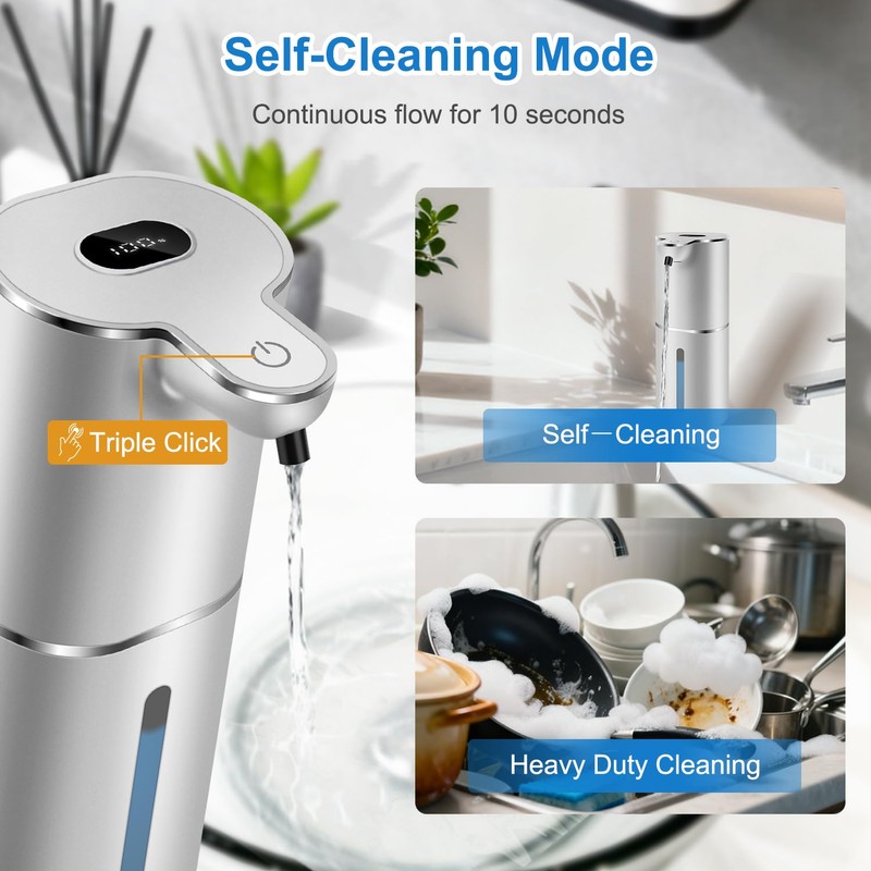 Automatic Foaming Soap Dispenser with Digital Display, 6-Level Foam Adjustable,