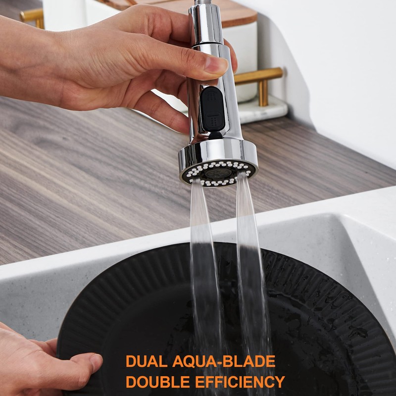 TIORIY Kitchen Faucet Head Replacement with 15 Adapters, 3 Function