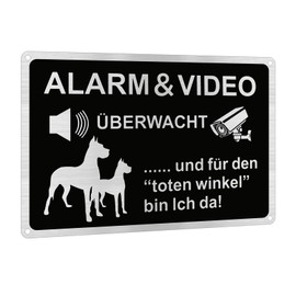 1 Piece Video Surveillance Sign Set 20 x 30 cm Aluminium Private Property Video Surveillance Signs Warning Dog Signs for Home Outdoor Use